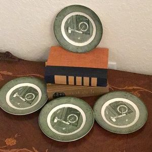 1950s Vintage Colonial Homestead Bread Plate, Green